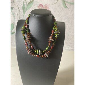 Colorful Multicolored Beaded Necklace With Adjustable Chain